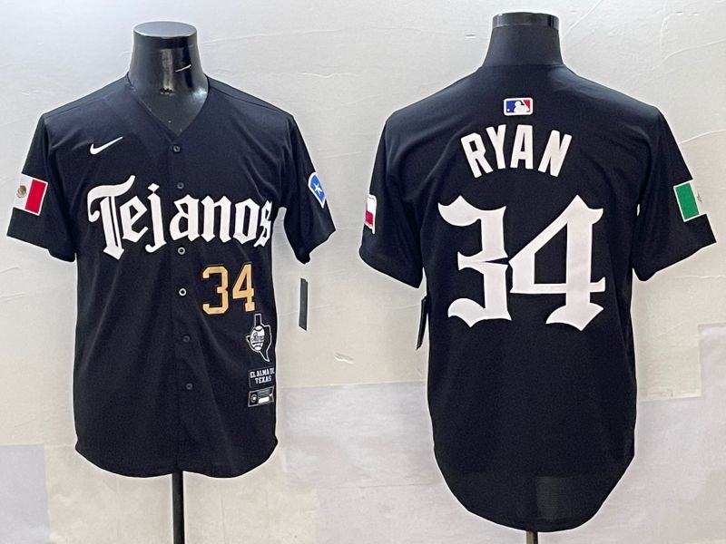 Men Texas Rangers 34 Ryan Black Five generations Joint Name 2025 Nike MLB Jersey style 4
